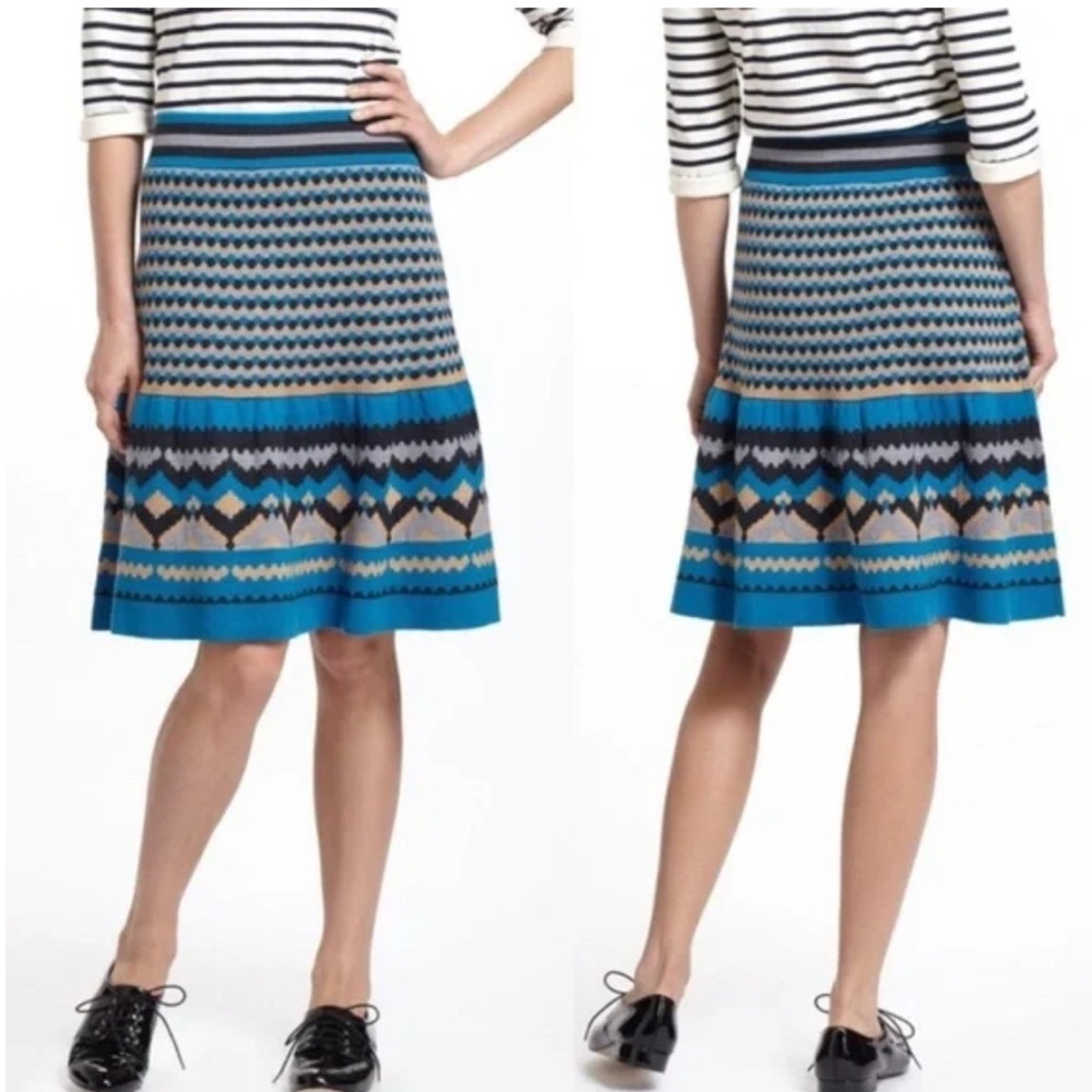 Anthro Girls from Savoy Anthropologie Blue Mesa Sweater Merino Wool Skirt